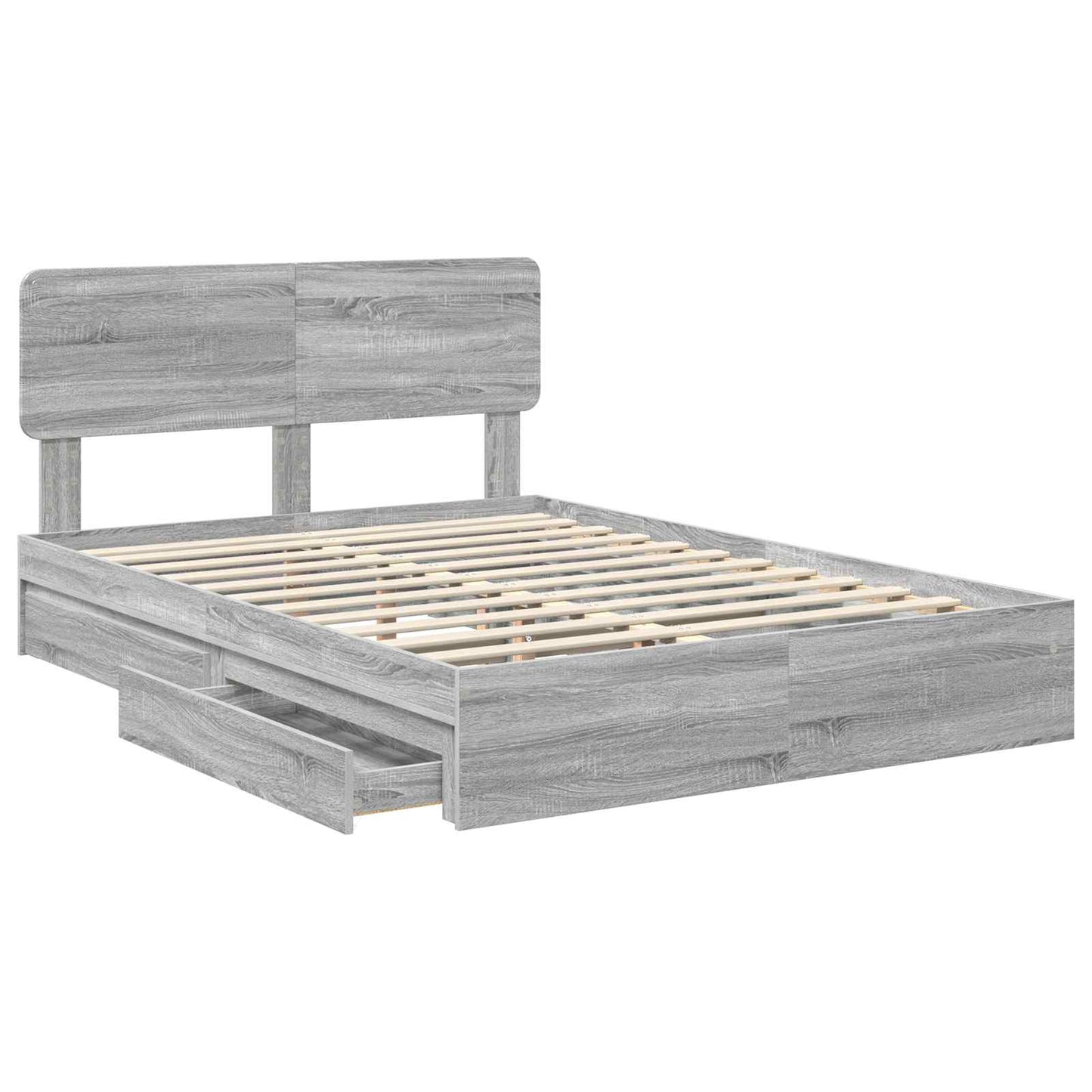 Letto con Contenitore con testiera Grigio Sonoma 140 x 200 cm