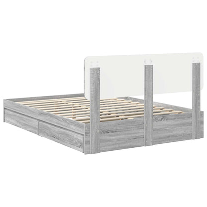 Letto con Contenitore con testiera Grigio Sonoma 140 x 200 cm | homemem39