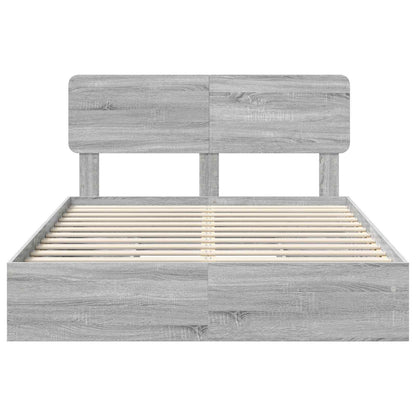 Letto con Contenitore con testiera Grigio Sonoma 140 x 200 cm | homemem39