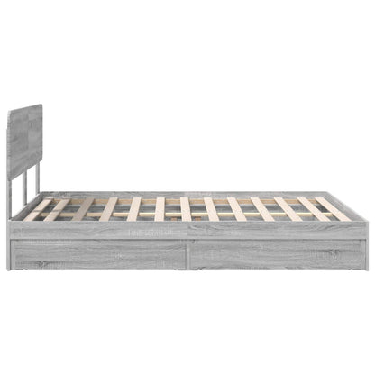 Letto con Contenitore con testiera Grigio Sonoma 140 x 200 cm | homemem39