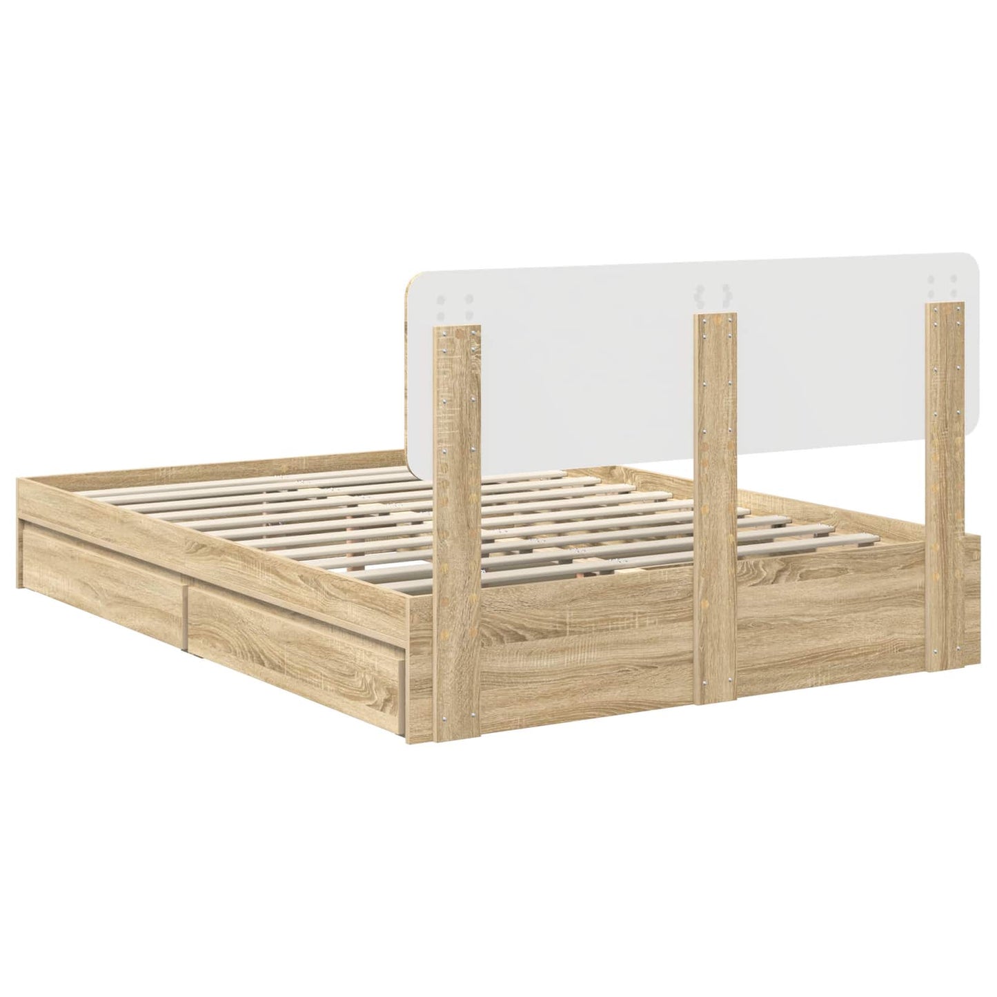 Letto con Contenitore con testiera Rovere Sonoma 140 x 190 cm | homemem39