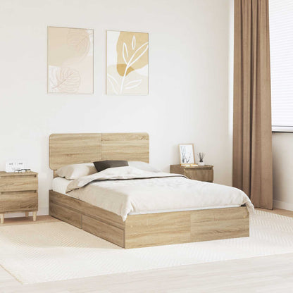 Letto con Contenitore con testiera Rovere Sonoma 135 x 190 cm | homemem39