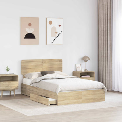 Letto con Contenitore con testiera Rovere Sonoma 135 x 190 cm | homemem39