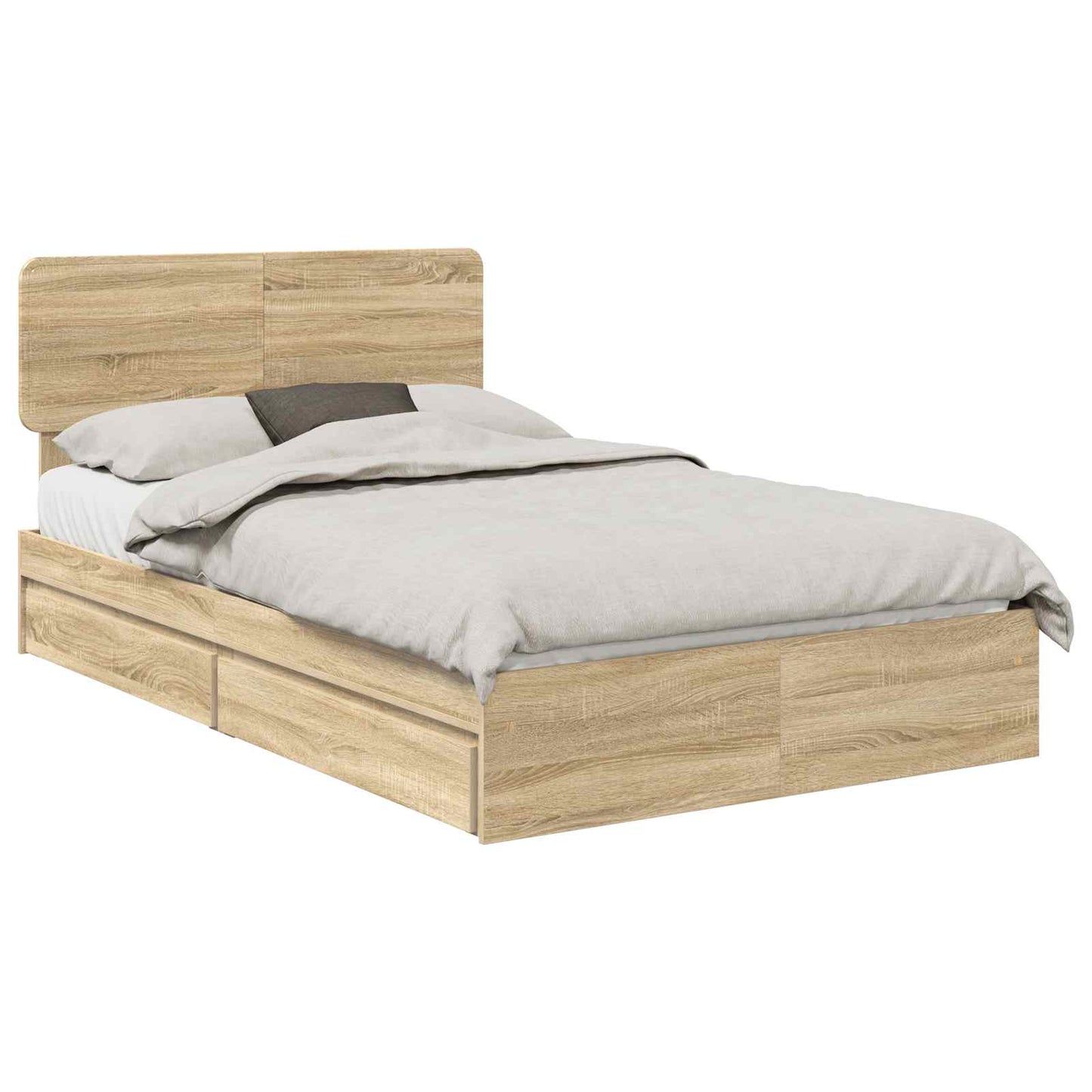 Letto con Contenitore con testiera Rovere Sonoma 135 x 190 cm | homemem39