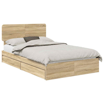 Letto con Contenitore con testiera Rovere Sonoma 135 x 190 cm | homemem39