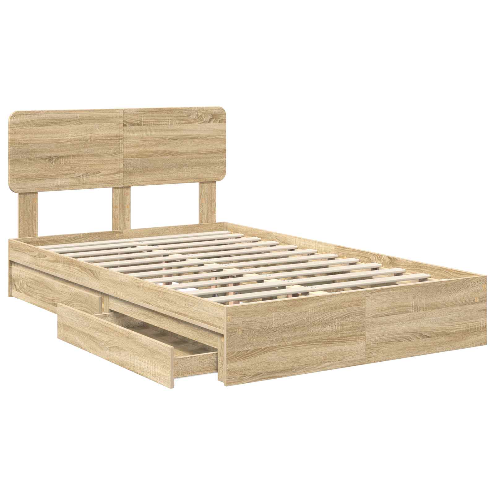 Letto con Contenitore con testiera Rovere Sonoma 135 x 190 cm | homemem39