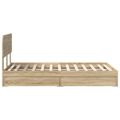 Letto con Contenitore con testiera Rovere Sonoma 135 x 190 cm | homemem39