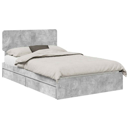 Letto con Contenitore con testiera Grigio cemento 135 x 190 cm | homemem39