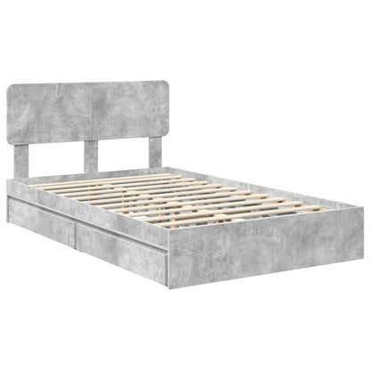 Letto con Contenitore con testiera Grigio cemento 135 x 190 cm | homemem39