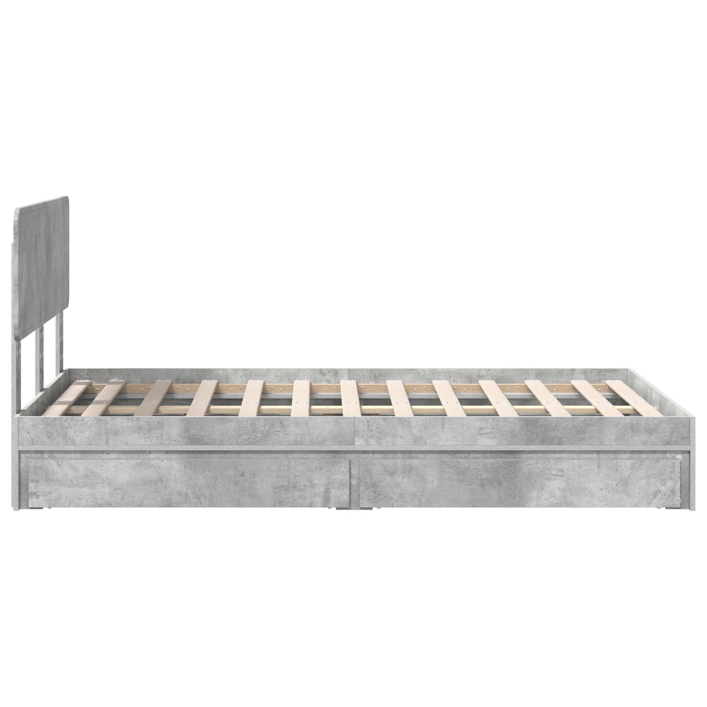 Letto con Contenitore con testiera Grigio cemento 135 x 190 cm | homemem39