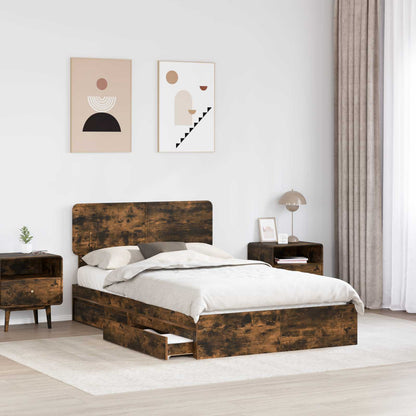 Letto con Contenitore con testiera Rovere fumé 135 x 190 cm | homemem39