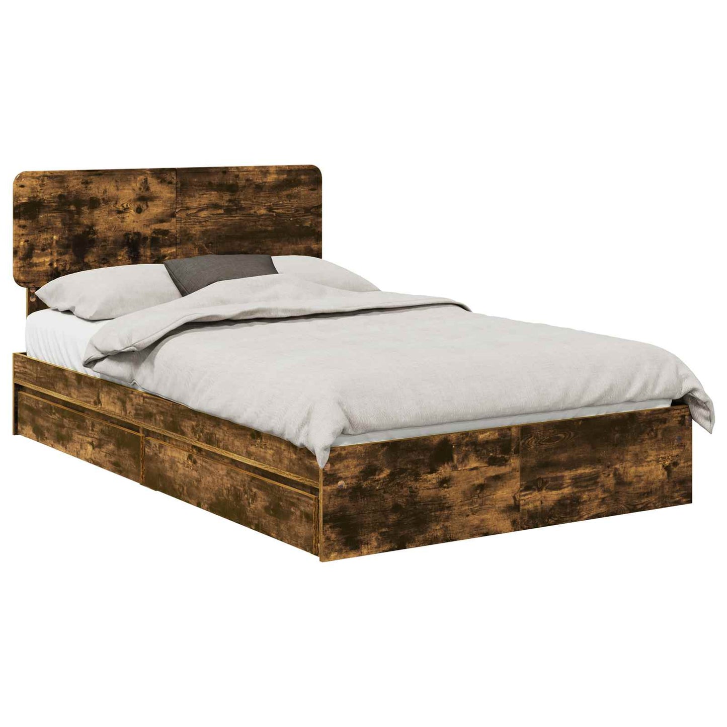 Letto con Contenitore con testiera Rovere fumé 135 x 190 cm | homemem39