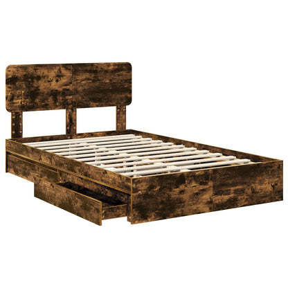 Letto con Contenitore con testiera Rovere fumé 135 x 190 cm | homemem39