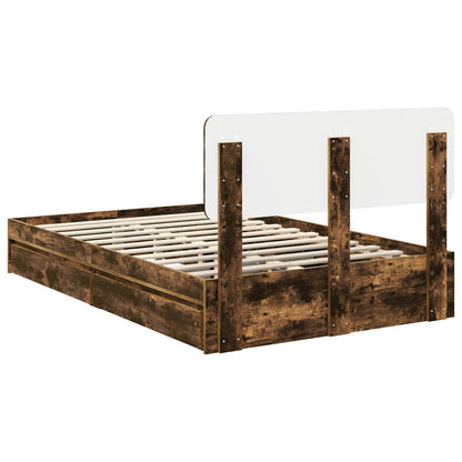 Letto con Contenitore con testiera Rovere fumé 135 x 190 cm | homemem39