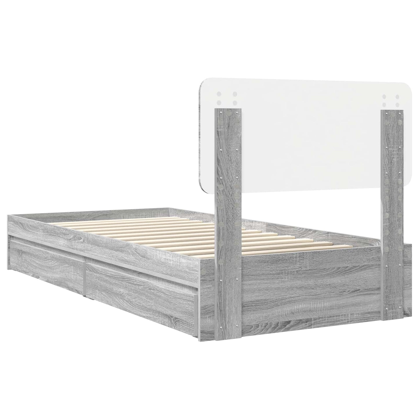Letto con Contenitore con testiera Grigio Sonoma 100 x 200 cm | homemem39
