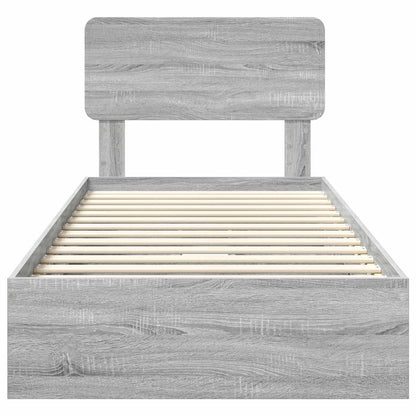 Letto con Contenitore con testiera Grigio Sonoma 100 x 200 cm | homemem39