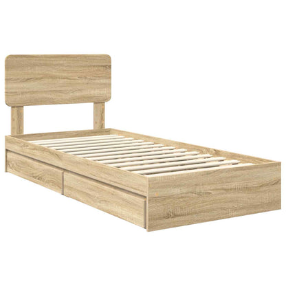 Letto con Contenitore con testiera Rovere Sonoma 90 x 200 cm | homemem39