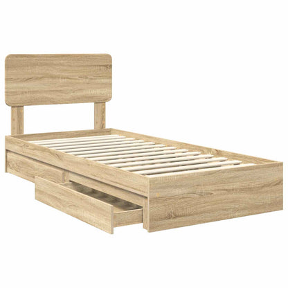 Letto con Contenitore con testiera Rovere Sonoma 90 x 200 cm | homemem39
