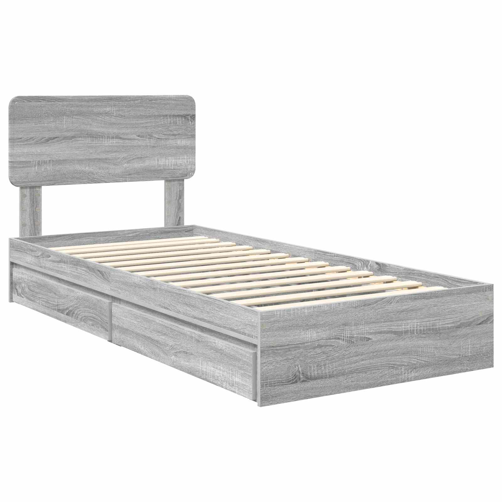 Letto con Contenitore con testiera Grigio Sonoma 90 x 200 cm | homemem39