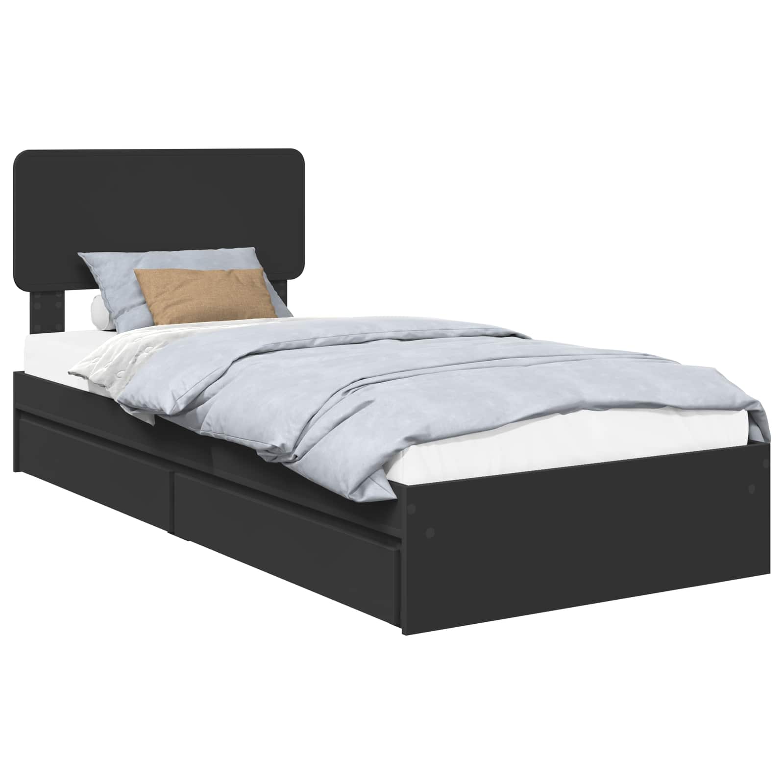 Letto con Contenitore Nero 90 x 190 cm Legno multistrato | homemem39