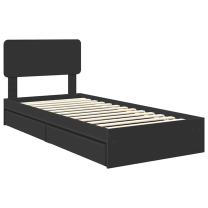 Letto con Contenitore Nero 90 x 190 cm Legno multistrato | homemem39