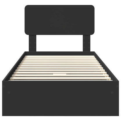 Letto con Contenitore Nero 90 x 190 cm Legno multistrato | homemem39