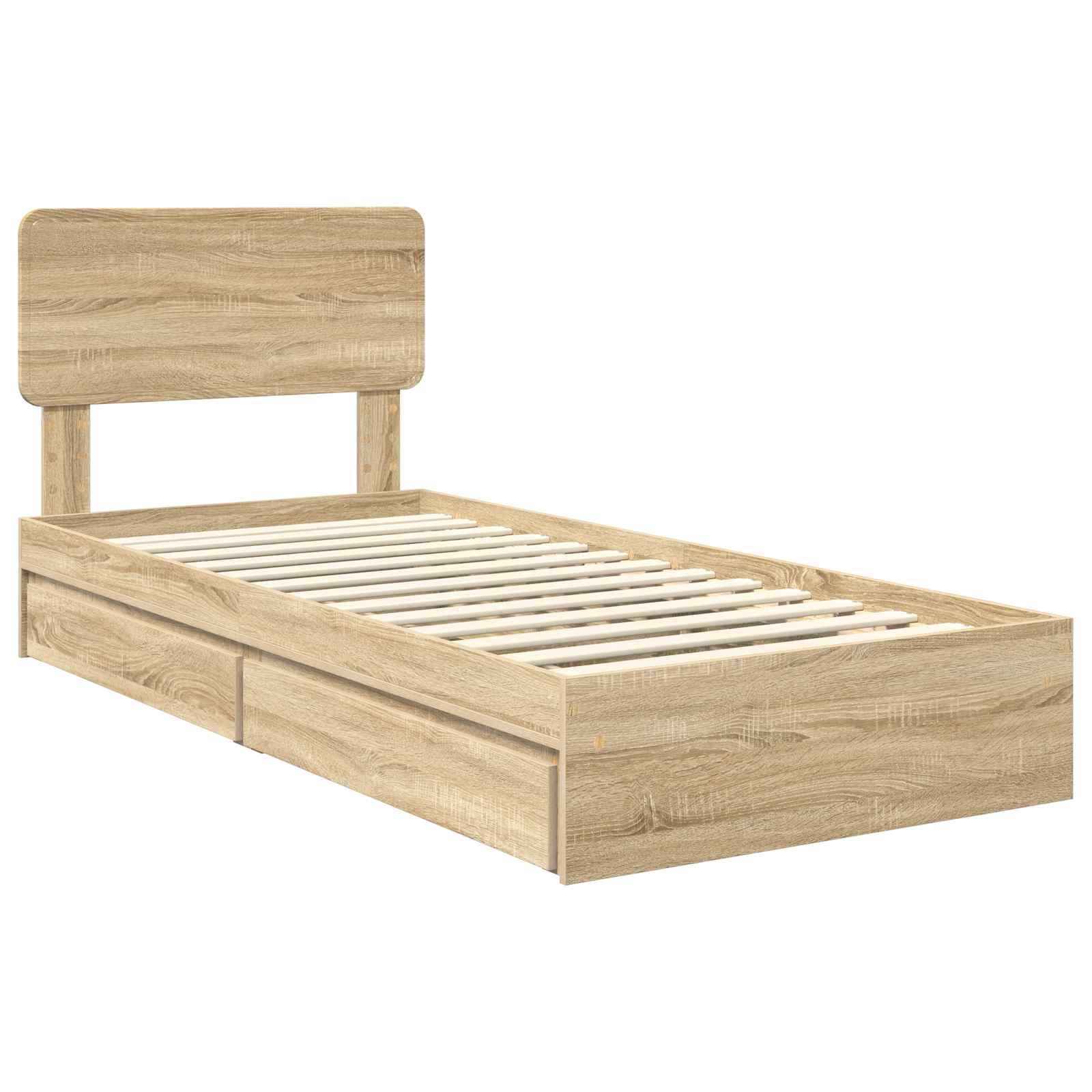 Letto con Contenitore con testiera Rovere Sonoma 90 x 190 cm | homemem39