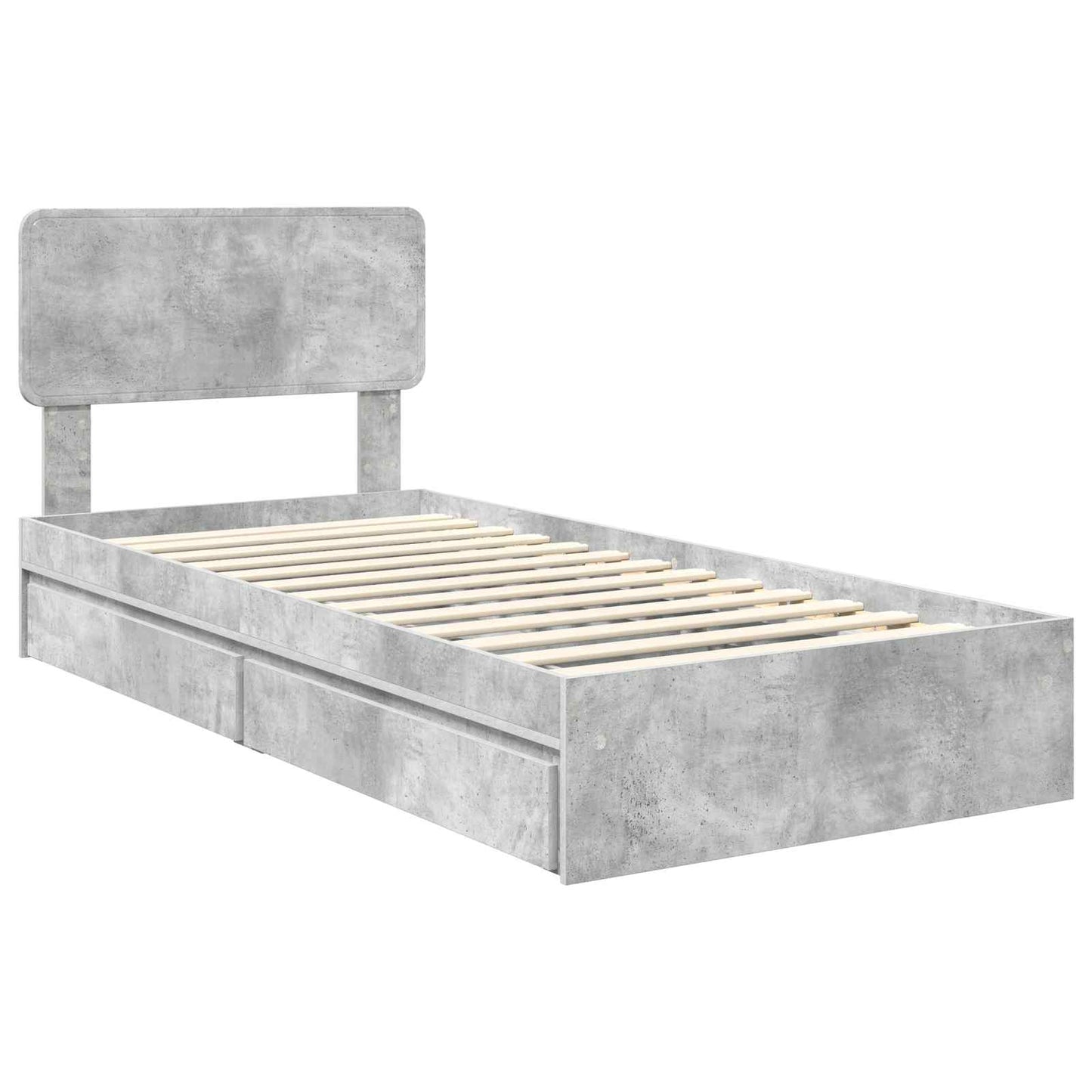 Letto con Contenitore con testiera Grigio cemento 90 x 190 cm | homemem39