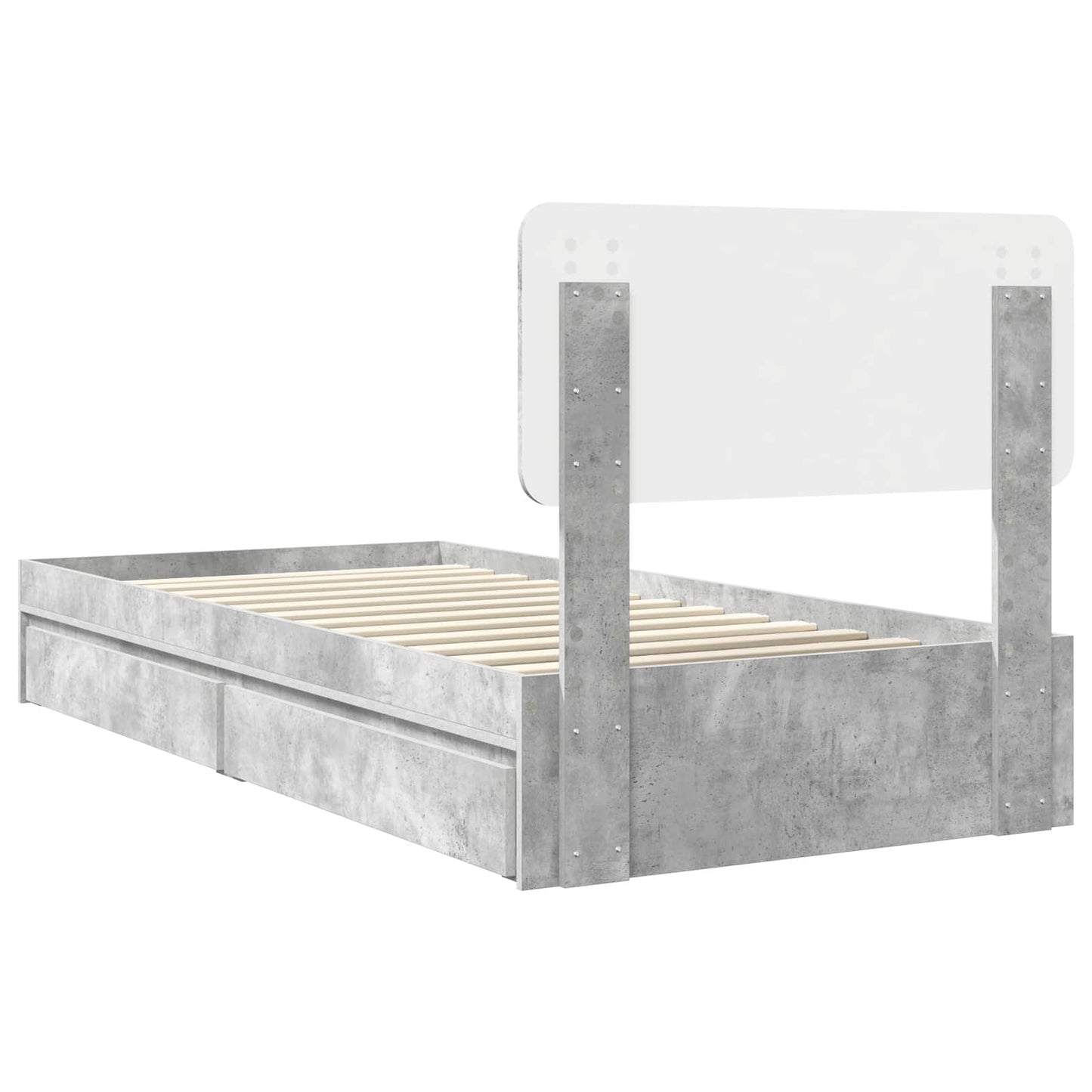 Letto con Contenitore con testiera Grigio cemento 90 x 190 cm | homemem39
