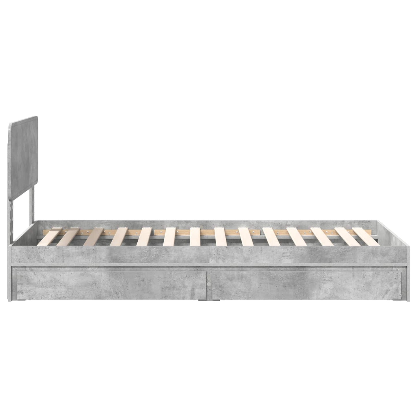 Letto con Contenitore con testiera Grigio cemento 90 x 190 cm | homemem39