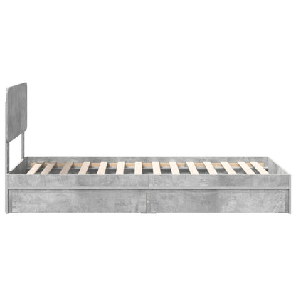 Letto con Contenitore con testiera Grigio cemento 90 x 190 cm | homemem39