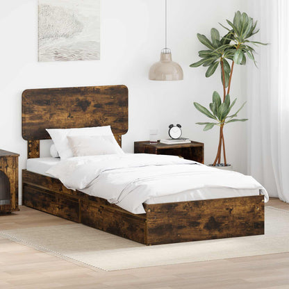 Letto con Contenitore Rovere fumé 90 x 190 cm Legno multistrato | homemem39