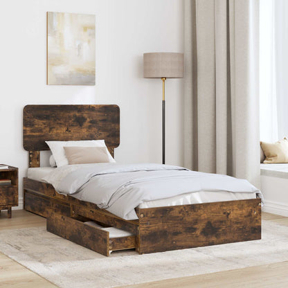 Letto con Contenitore Rovere fumé 90 x 190 cm Legno multistrato | homemem39