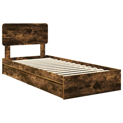 Letto con Contenitore Rovere fumé 90 x 190 cm Legno multistrato | homemem39