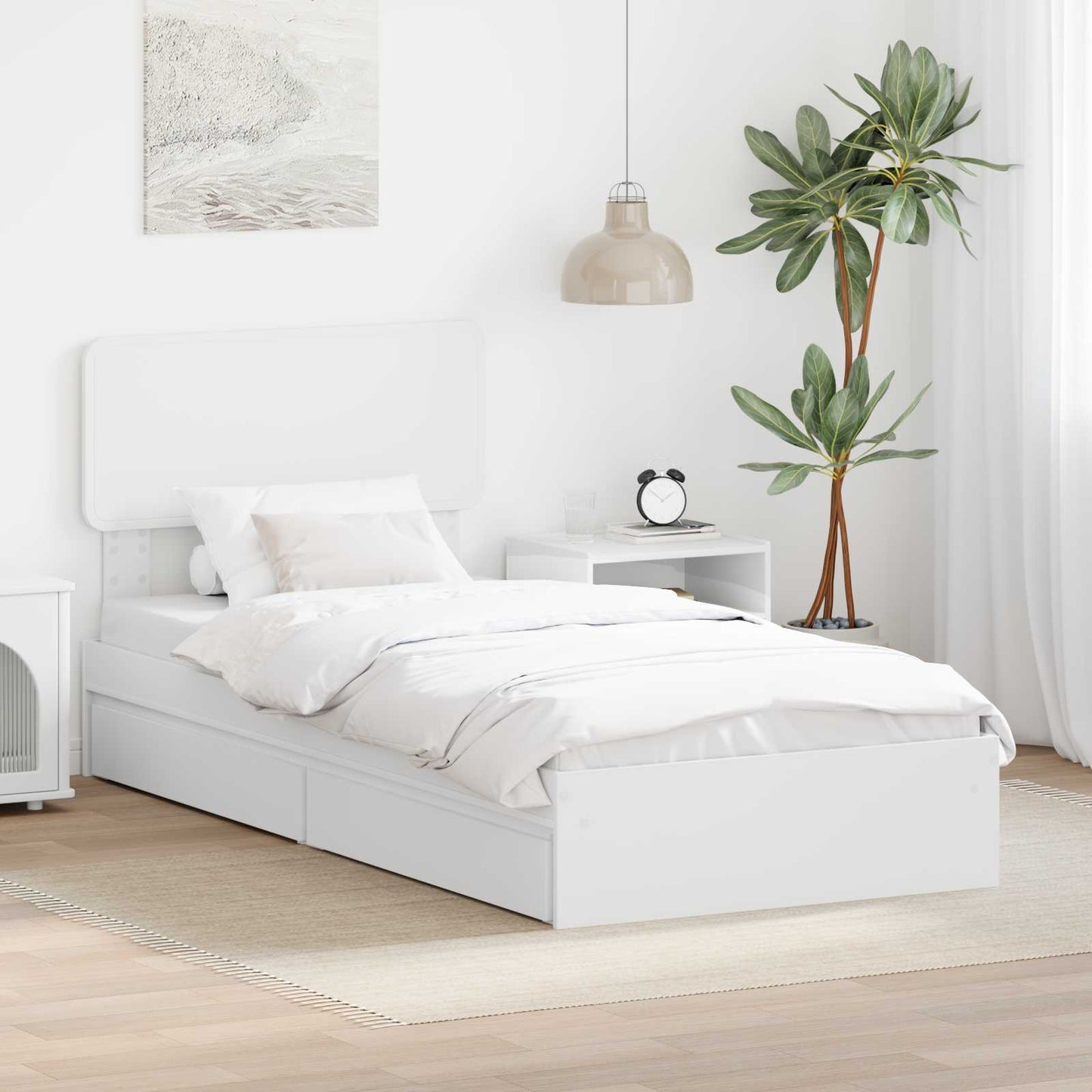 Letto con Contenitore Bianco 75 x 190 cm Legno multistrato | homemem39