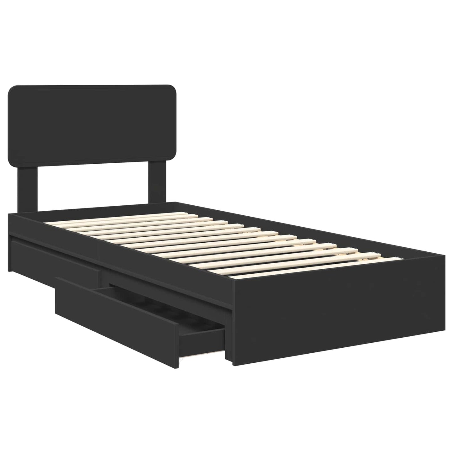 Letto con Contenitore Nero 75 x 190 cm Legno multistrato | homemem39