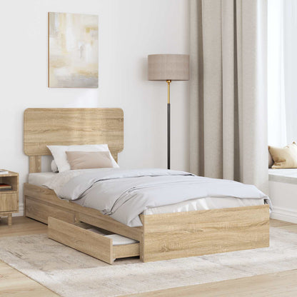 Letto con Contenitore con testiera Rovere Sonoma 75 x 190 cm | homemem39