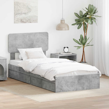 Letto con Contenitore con testiera Grigio cemento 70 x 190 cm | homemem39