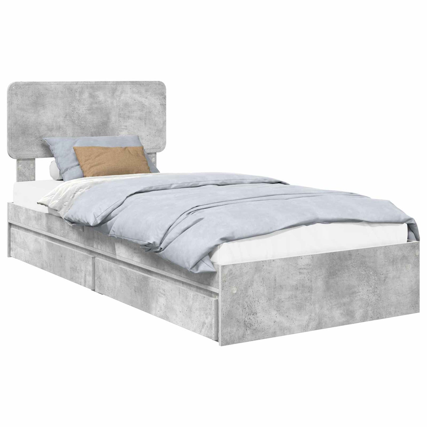Letto con Contenitore con testiera Grigio cemento 70 x 190 cm | homemem39