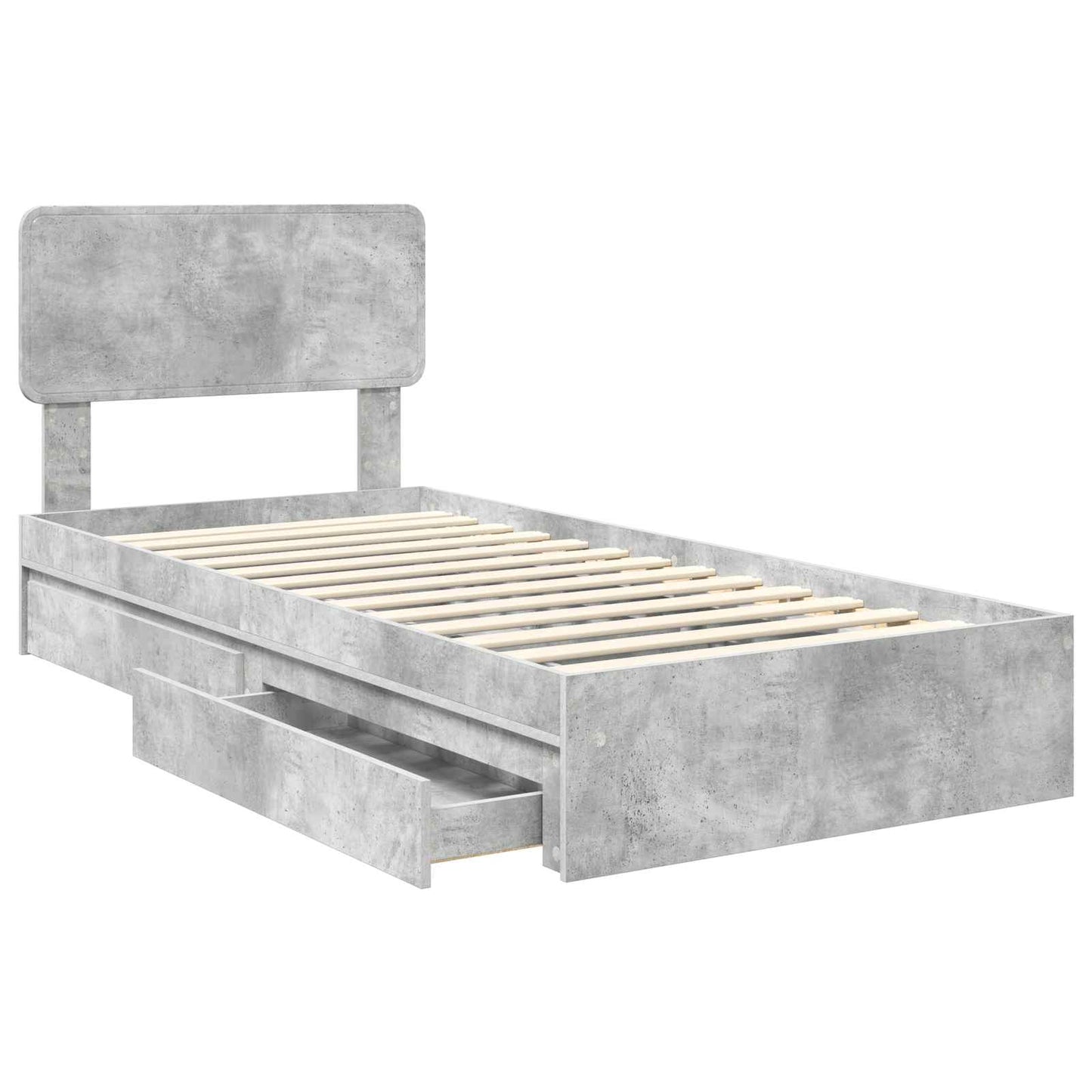 Letto con Contenitore con testiera Grigio cemento 70 x 190 cm | homemem39