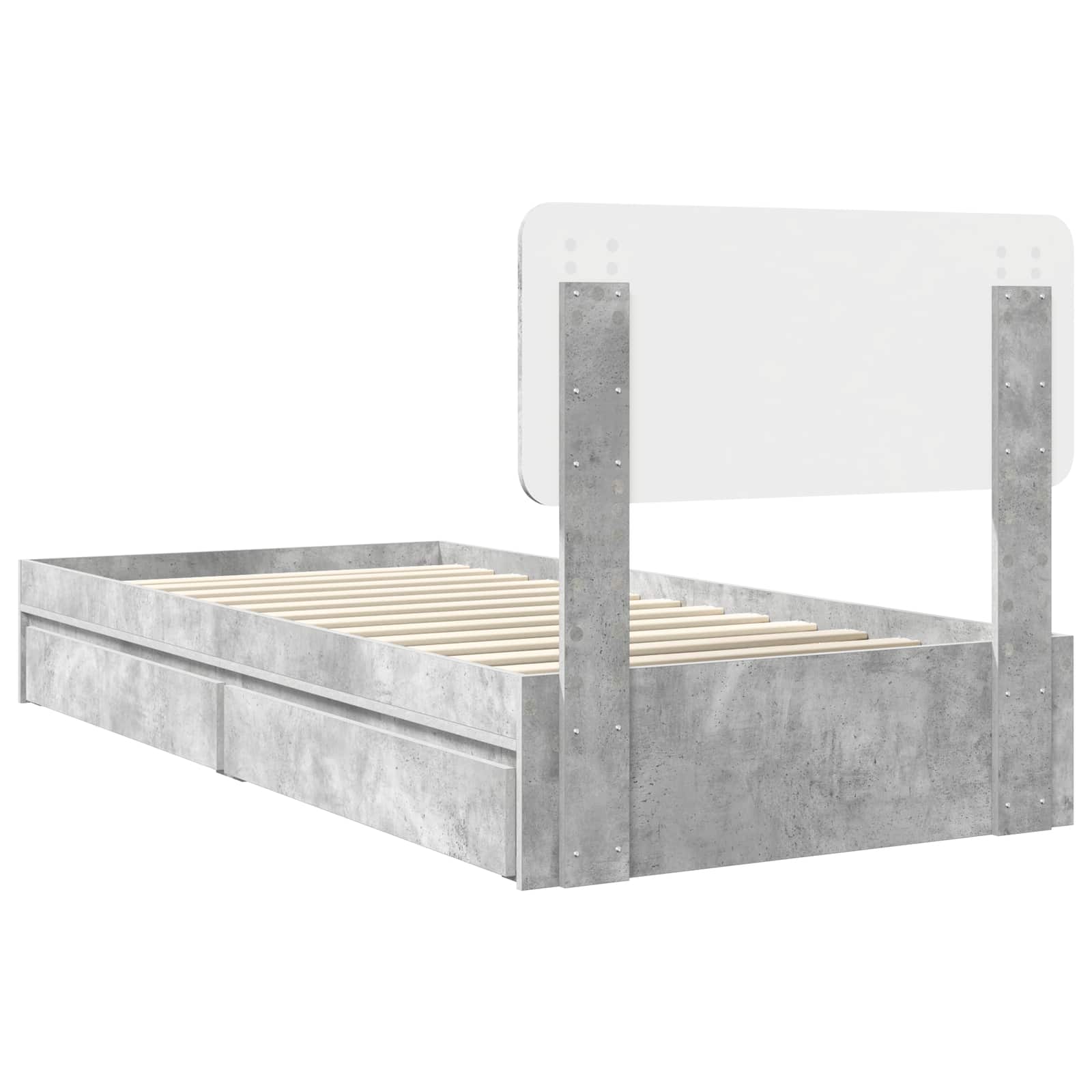 Letto con Contenitore con testiera Grigio cemento 70 x 190 cm | homemem39