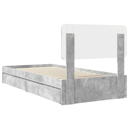 Letto con Contenitore con testiera Grigio cemento 70 x 190 cm | homemem39