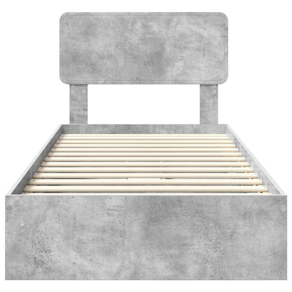 Letto con Contenitore con testiera Grigio cemento 70 x 190 cm | homemem39