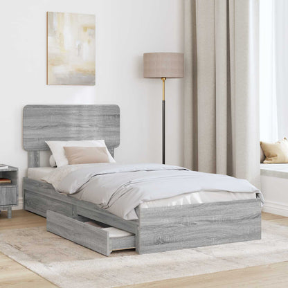 Letto con Contenitore con testiera Grigio Sonoma 75 x 190 cm | homemem39