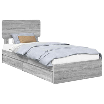 Letto con Contenitore con testiera Grigio Sonoma 75 x 190 cm | homemem39
