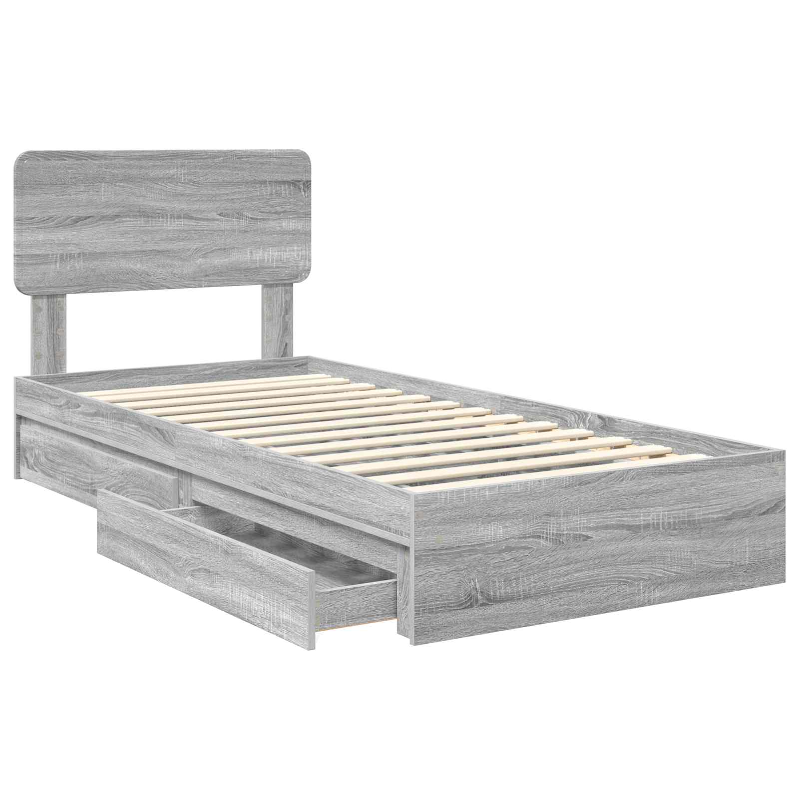 Letto con Contenitore con testiera Grigio Sonoma 75 x 190 cm | homemem39
