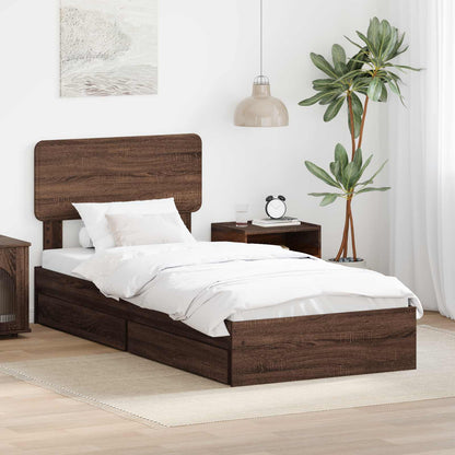 Letto con Contenitore con testiera Rovere Marrone 75 x 190 cm | homemem39