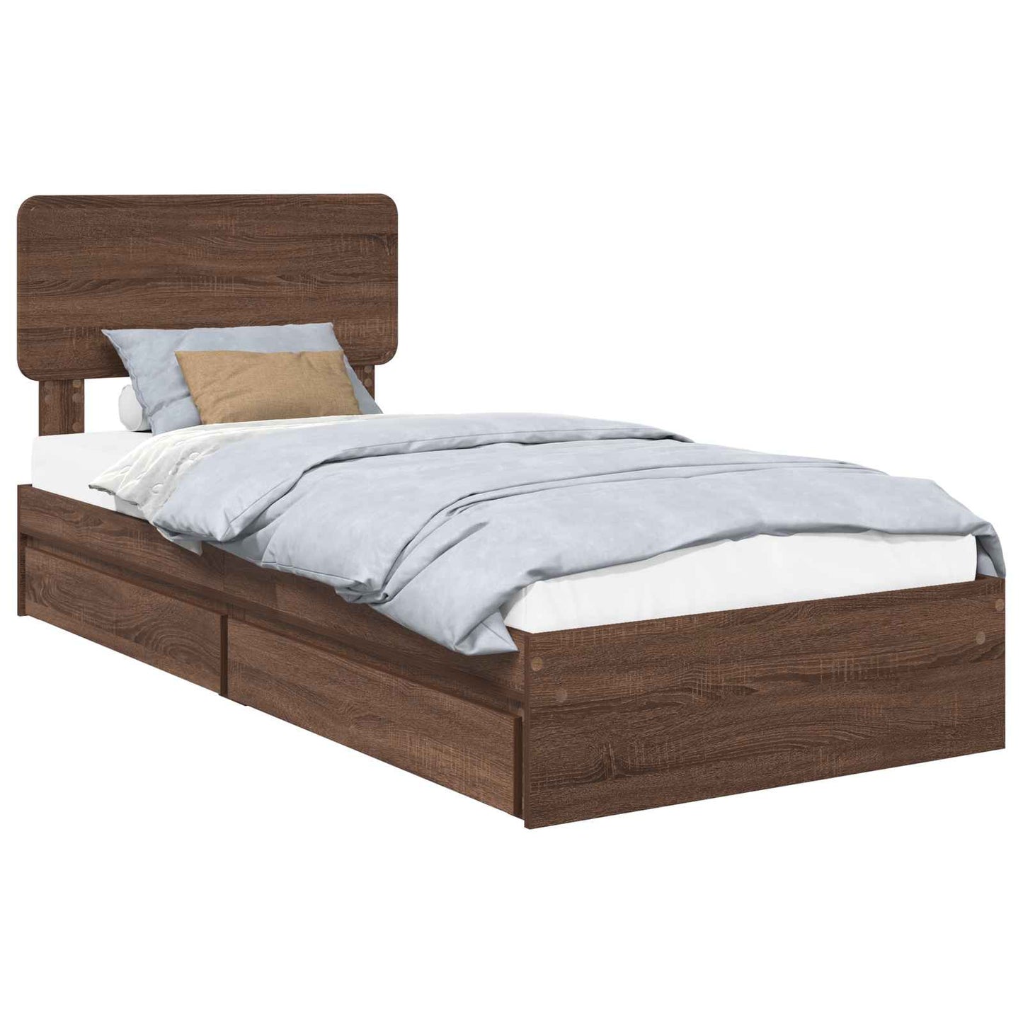 Letto con Contenitore con testiera Rovere Marrone 75 x 190 cm | homemem39