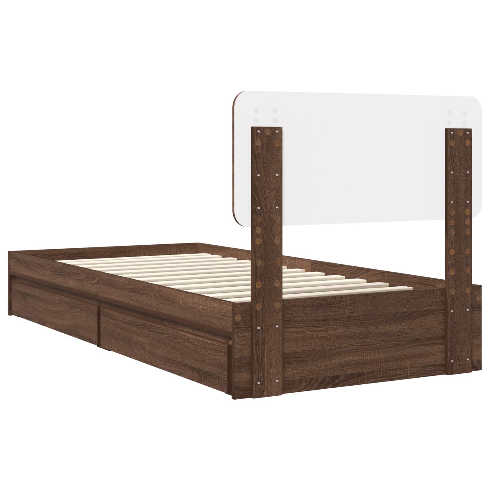 Letto con Contenitore con testiera Rovere Marrone 75 x 190 cm | homemem39
