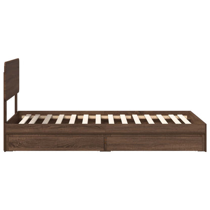Letto con Contenitore con testiera Rovere Marrone 75 x 190 cm | homemem39